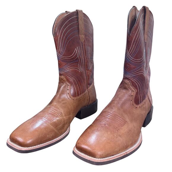 Ariat Lawless Wide Brown Leather Cowboy Western Boots Size 12 EE main image 7